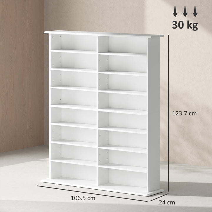 16-Compartment Media Shelf- White