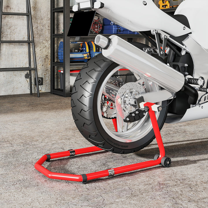 Motorcycle Stand, Front/Rear Paddock Stand, with 390 kg Weight Capacity, Red