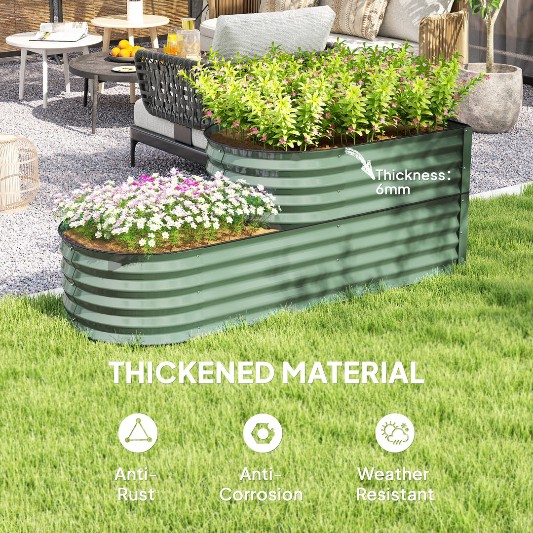 Two-Tier Galvanised Steel Garden Planter - Light Green