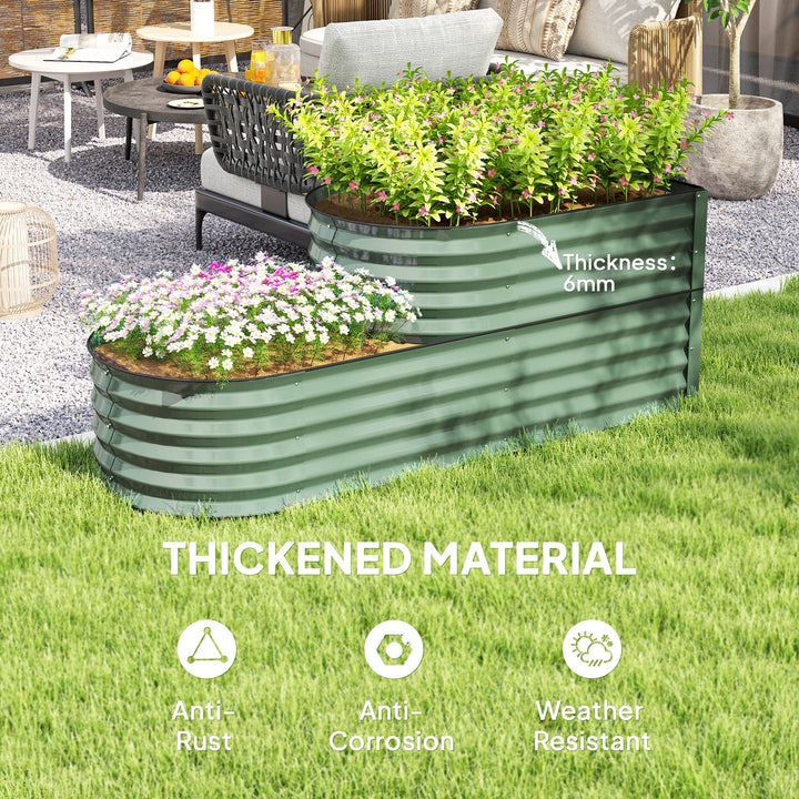 Two-Tier Galvanised Steel Garden Planter - Light Green