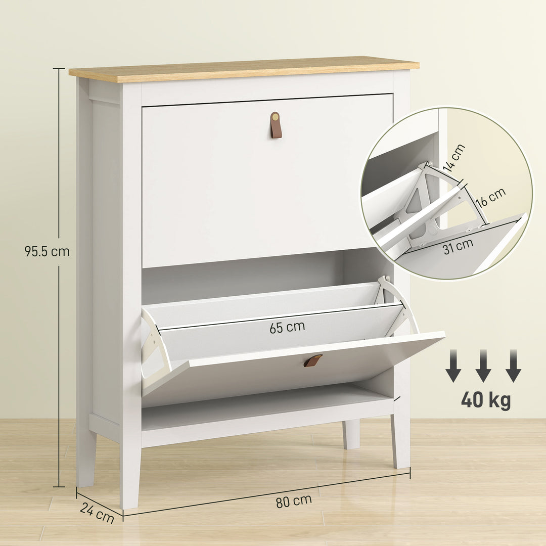 Modern Two-Drawer Shoe Cabinet - White