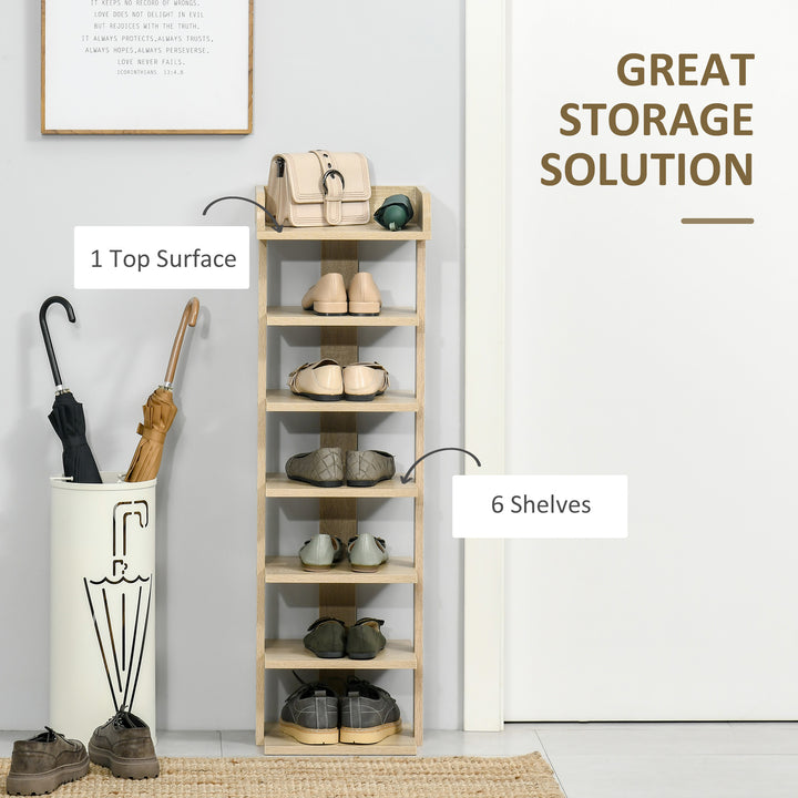 7 Tier Shoe Rack Organizer Storage Shelf Wooden Display Cabinet for Entryway Living Room Bedroom Oak