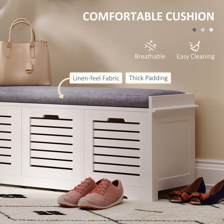 3-Drawer Shoe Storage Bench - White