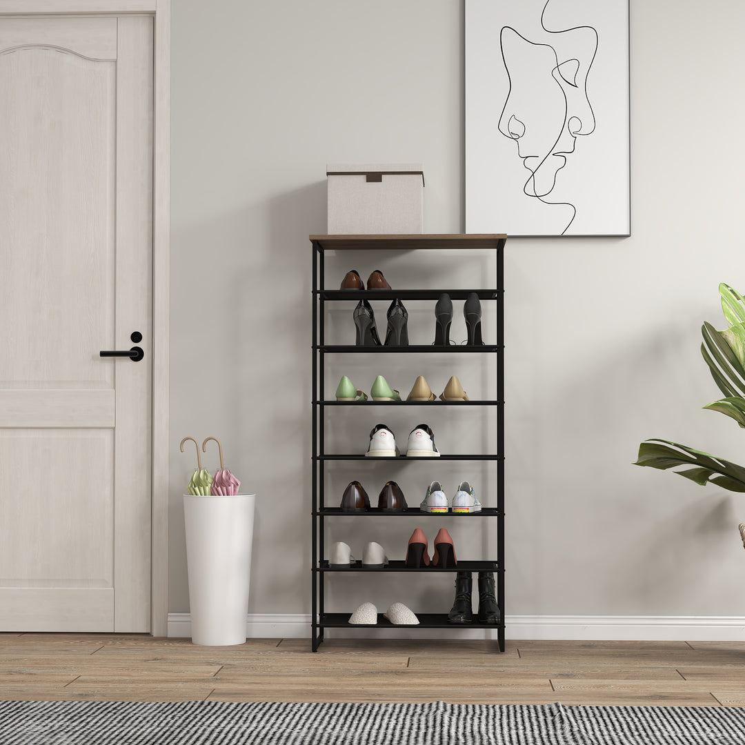 8-Tier Shoe Rack, Shoe Storage Organizer with Mesh Shelves, Free Standing Shoe Shelf Stand for 21-24 Pairs of Shoes for Entryway, Hallway, Closet, Grey