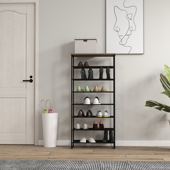 8-Tier Shoe Rack, Shoe Storage Organizer with Mesh Shelves, Free Standing Shoe Shelf Stand for 21-24 Pairs of Shoes for Entryway, Hallway, Closet, Grey