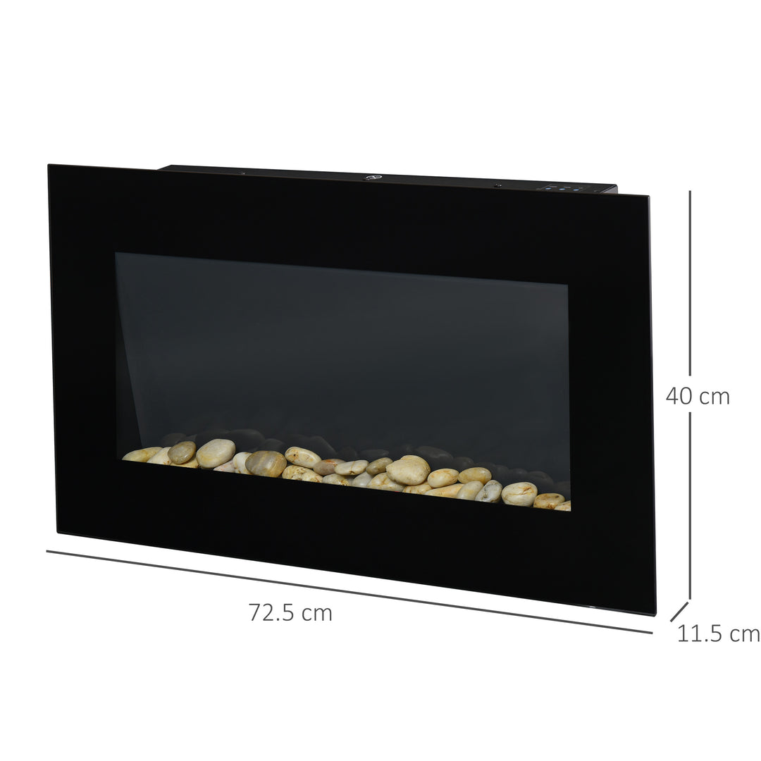 HOMCOM 1000W/2000W Electric Wall Fireplace w/ LED Flame Effect Timer Remote Sleek Stylish Safe Home Heating 20-25㎡