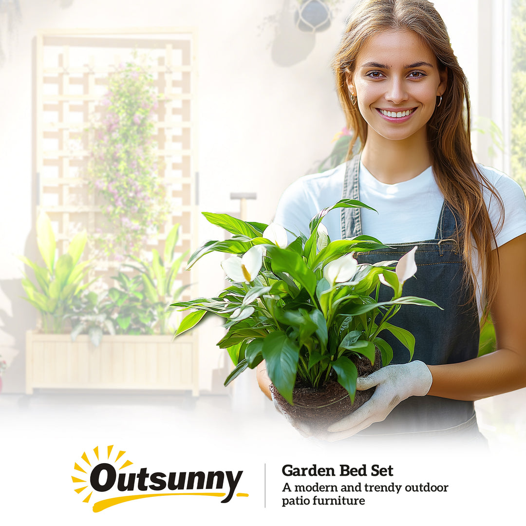 Wooden Trellis Planter, Raised Garden Bed with Wheels, to Climb and Grow Vegetables, Herbs and Flowers, Natural