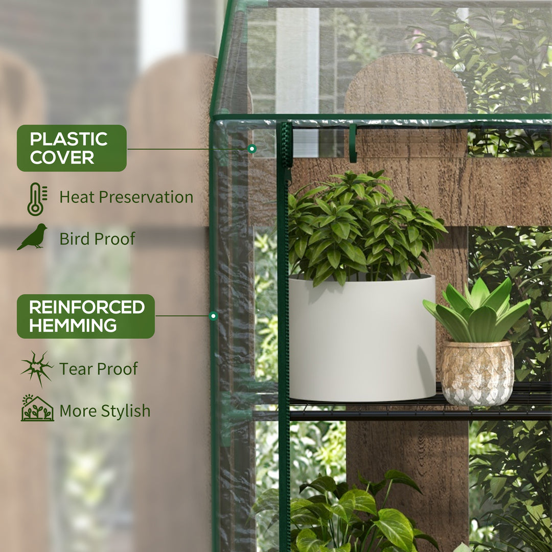 46 x 143cm Mini Lean-To Greenhouse, with Three Inner Shelves