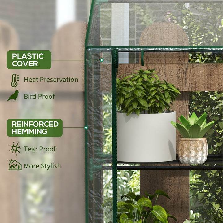 46 x 143cm Mini Lean-To Greenhouse, with Three Inner Shelves