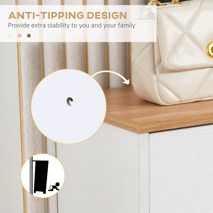 MCL Narrow Shoe Cabinet, Slim Shoe Storage Cabinet with 3 Flip Drawers and Adjustable Shelves, 12 Pair of Shoes Organizer for Hallway, Entryway, White