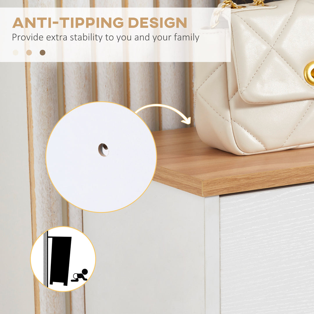 Narrow Shoe Cabinet, Slim Shoe Storage Cabinet with 3 Flip Drawers and Adjustable Shelves, 12 Pair of Shoes Organizer for Hallway, Entryway, White