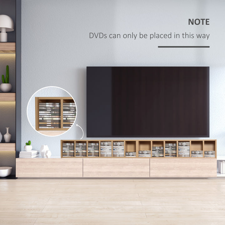 204 CD Media Display Shelf Unit Set of 2 Blu-Ray Tower Rack w/ Adjustable Shelves Bookcase Storage Organiser, Natural Wood Colour