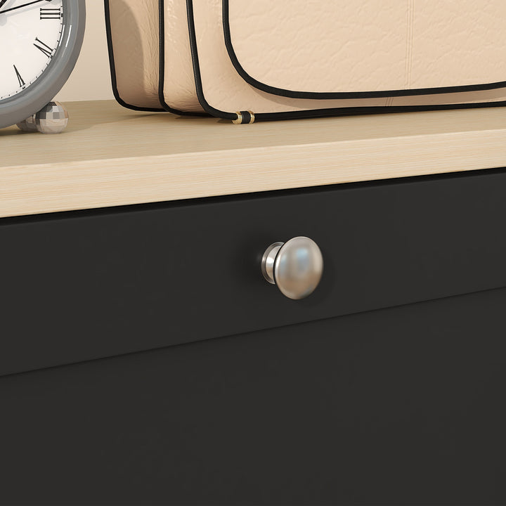 Modern Compact Three-Drawer Shoe Storage Cabinet - Black