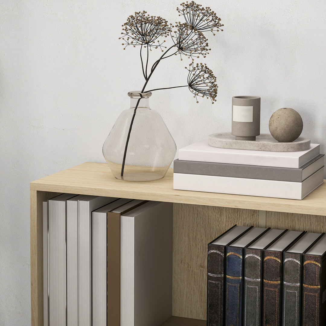 2 Tier Bookshelf, Low Bookcase with Adjustable Shelf, 2 Compartments for Home Office, Living Room, Study, Natural