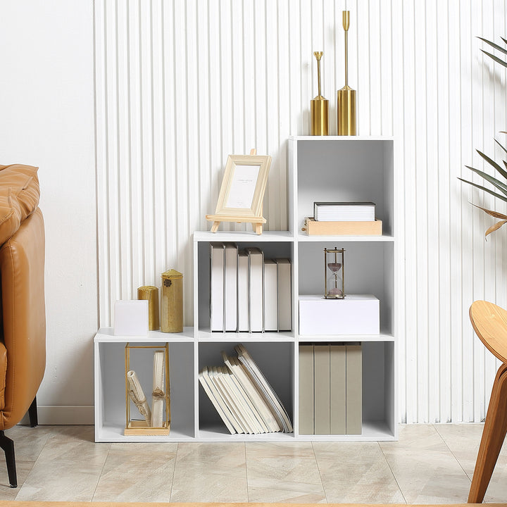 3-tier Step 6 Cubes Storage Unit Particle Board Cabinet Bookcase Organiser Home Office Shelves - White