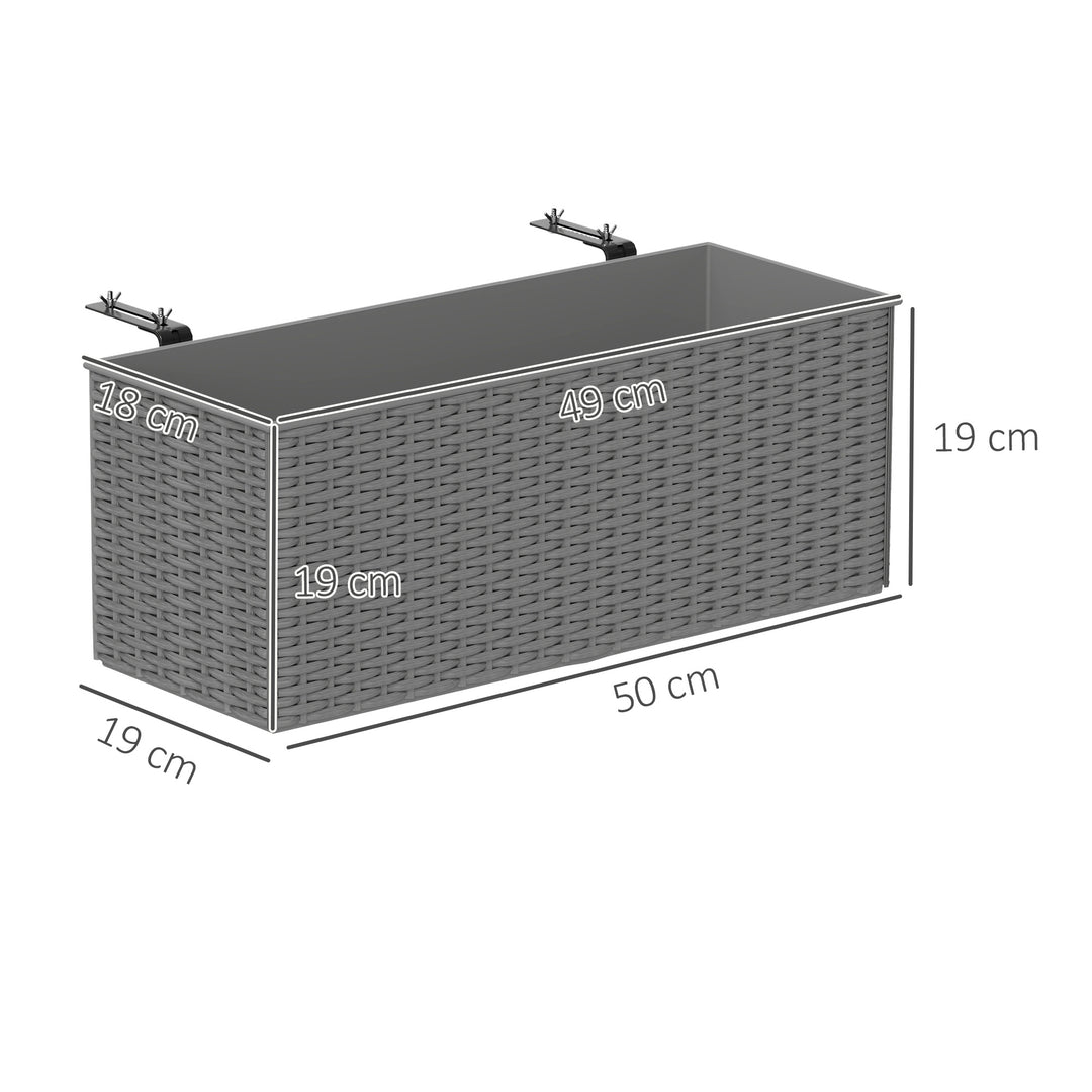Set of Two Rattan-Effect Planters - Grey