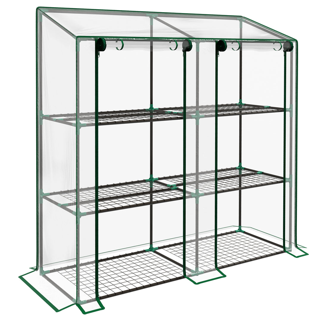 46 x 143cm Mini Lean-To Greenhouse, with Three Inner Shelves