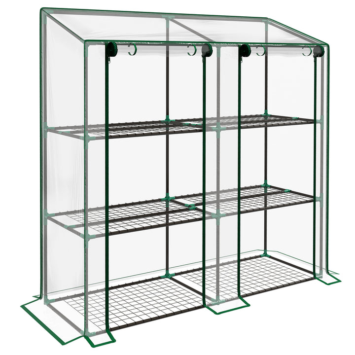 46 x 143cm Mini Lean-To Greenhouse, with Three Inner Shelves
