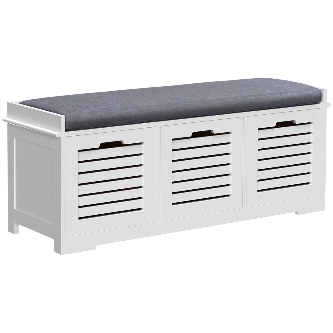 3-Drawer Shoe Storage Bench - White