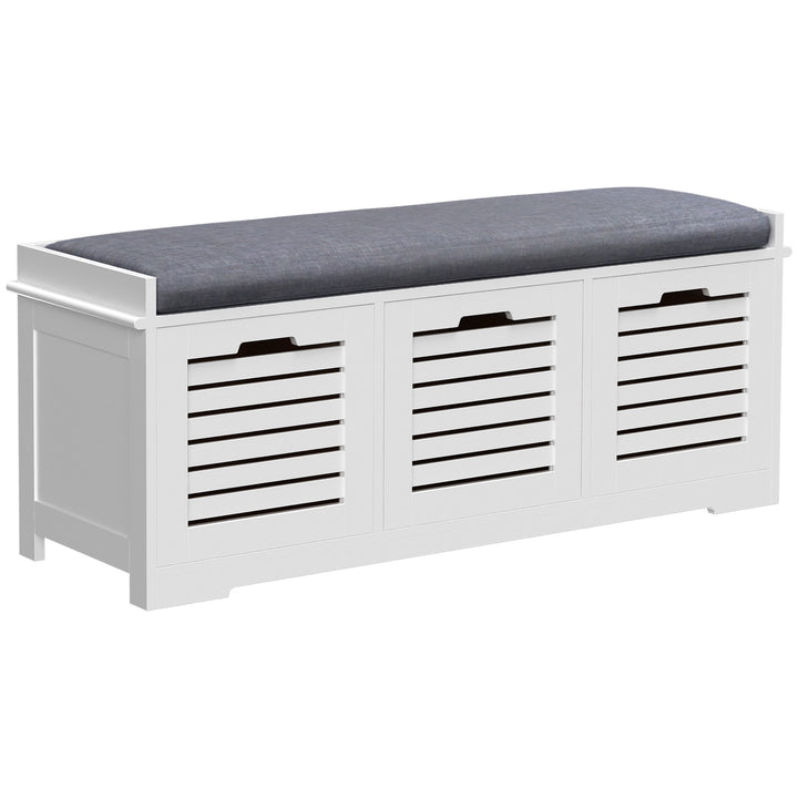 3-Drawer Shoe Storage Bench - White