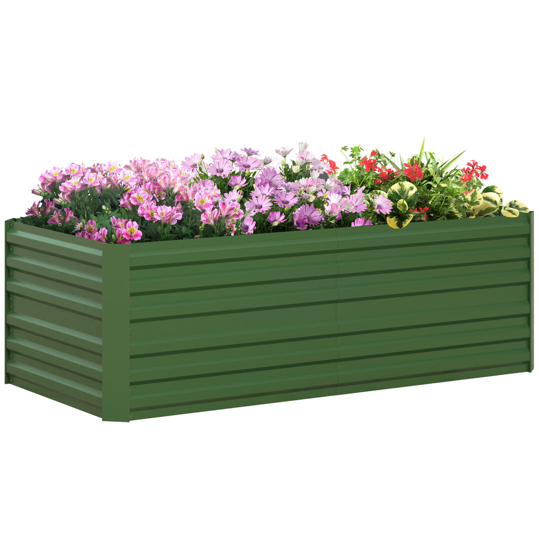 Raised Beds for Garden, Galvanised Steel Outdoor Planters with Multi-reinforced Rods, 180 x 90 x 59 cm, Green