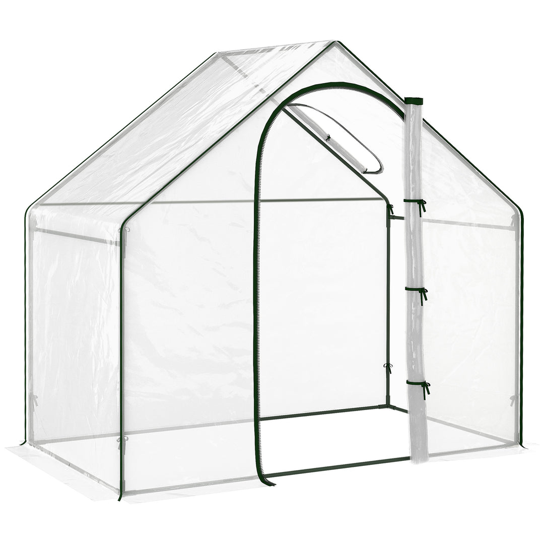 Walk In Tomato Greenhouse Garden Outdoor Mini Greenhouse Flower Planter Steel Frame with Zipped Door & Window, PVC Cover, 180 x 100 x 168CM, Clear