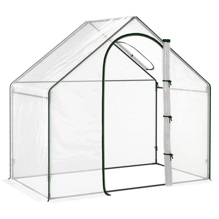Walk In Tomato Greenhouse Garden Outdoor Mini Greenhouse Flower Planter Steel Frame with Zipped Door & Window, PVC Cover, 180 x 100 x 168CM, Clear