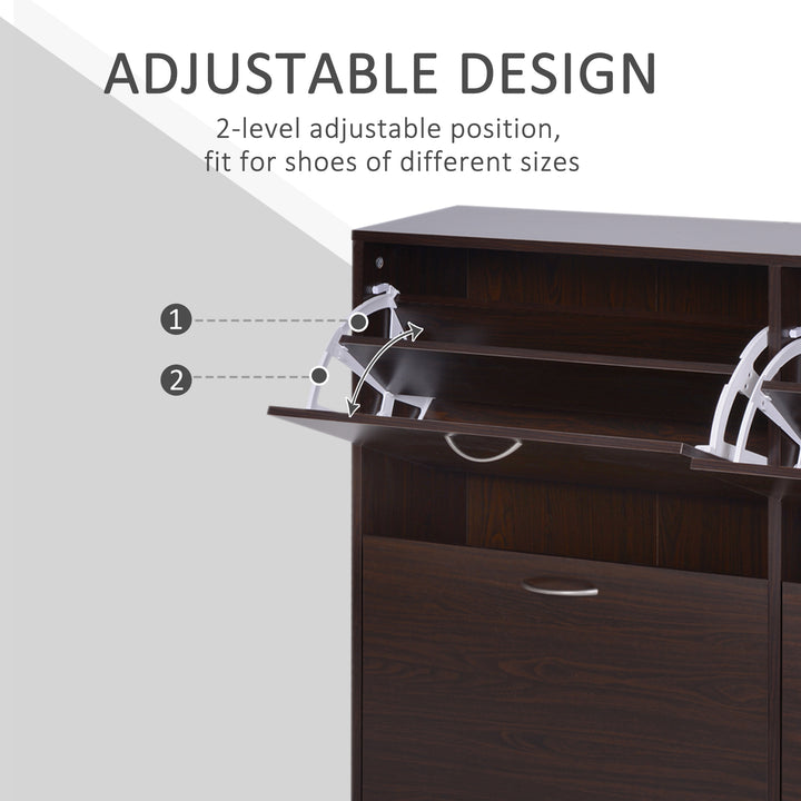 MCL Wooden Modern Design 4 Drawer Shoes Cabinet Pull Down Shelf Storage Organiser Entrance Hallway Furniture - Dark Brown