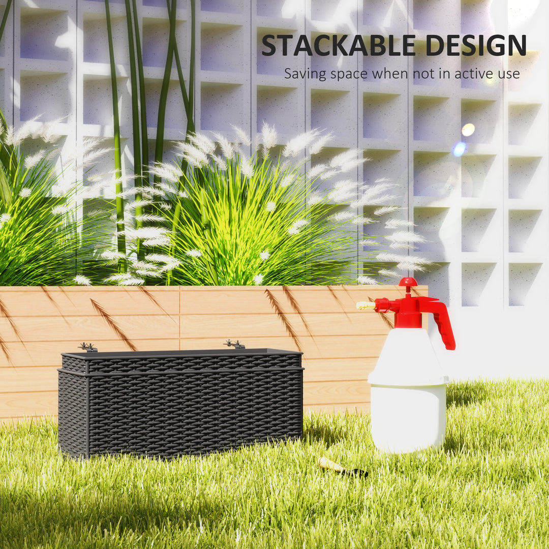 Set of Two Rattan-Effect Planters - Black