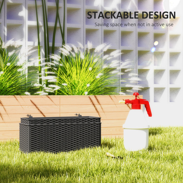 Set of Two Rattan-Effect Planters - Black