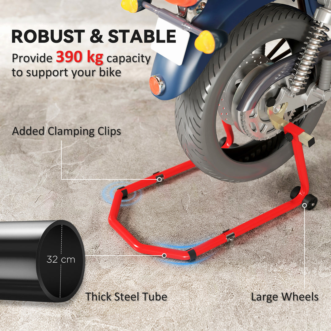 Motorcycle Stand, Front/Rear Paddock Stand, with 390 kg Weight Capacity, Red
