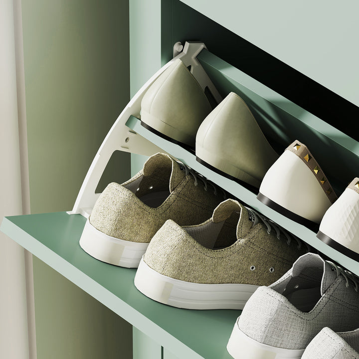 Modern Two-Drawer Shoe Cabinet - Green