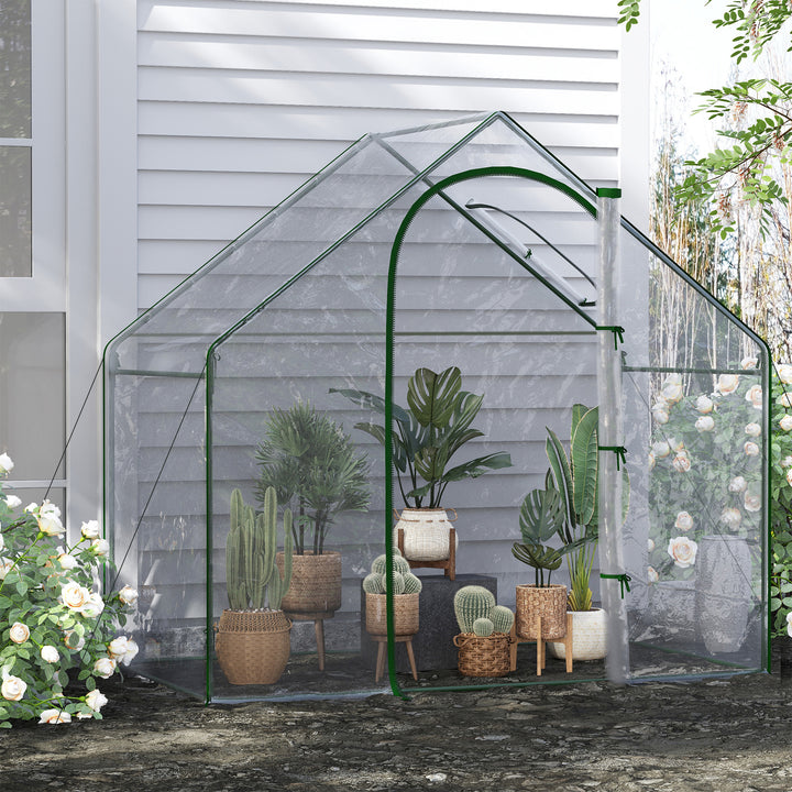 Walk In Tomato Greenhouse Garden Outdoor Mini Greenhouse Flower Planter Steel Frame with Zipped Door & Window, PVC Cover, 180 x 100 x 168CM, Clear