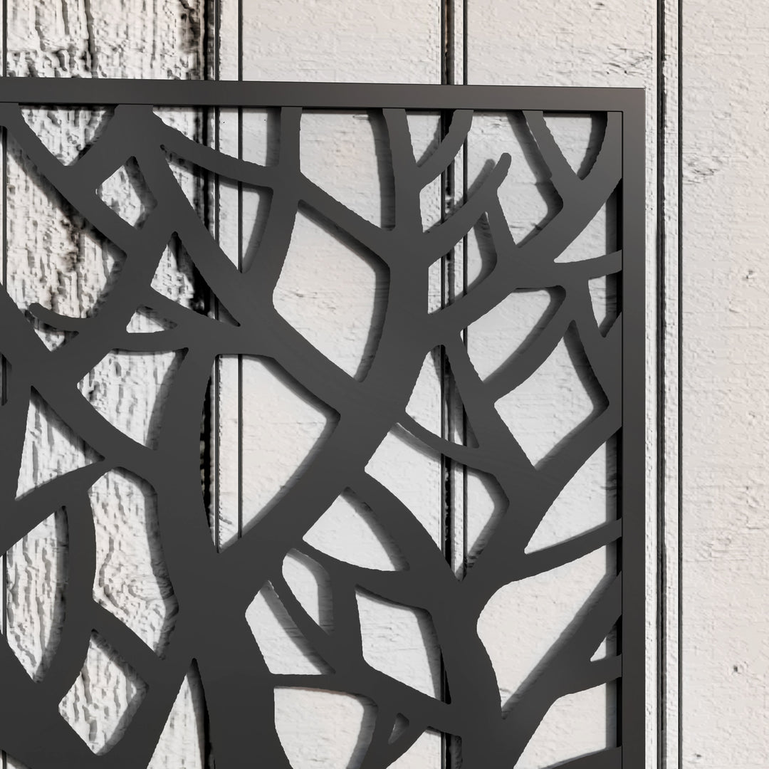 Outdoor Metal Planter, with Back Trellis - Black