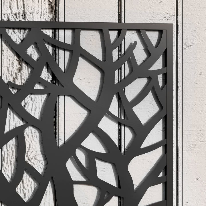 Outdoor Metal Planter, with Back Trellis - Black