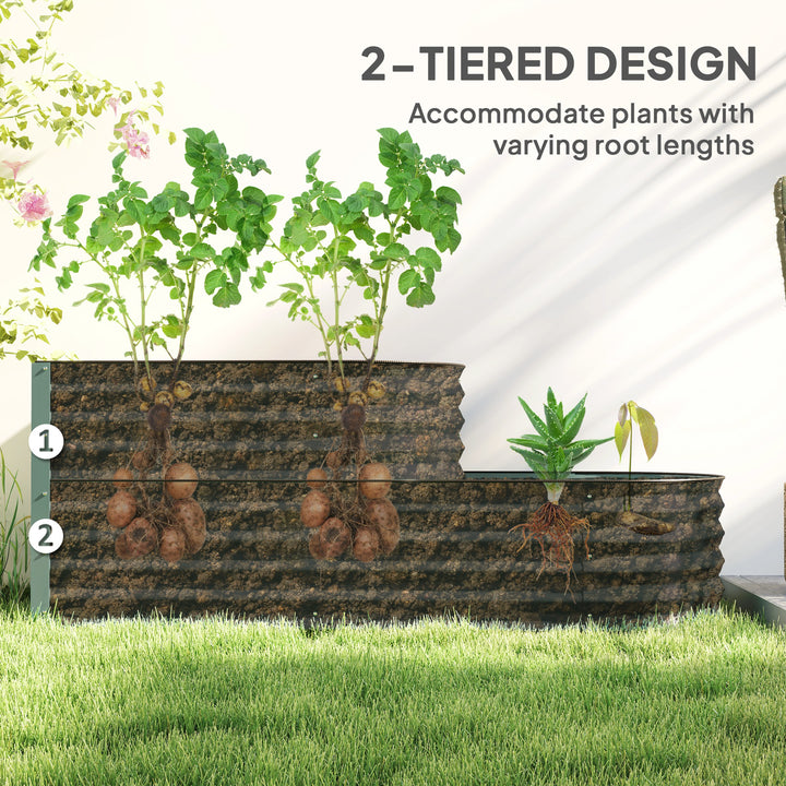 Two-Tier Galvanised Steel Garden Planter - Light Green