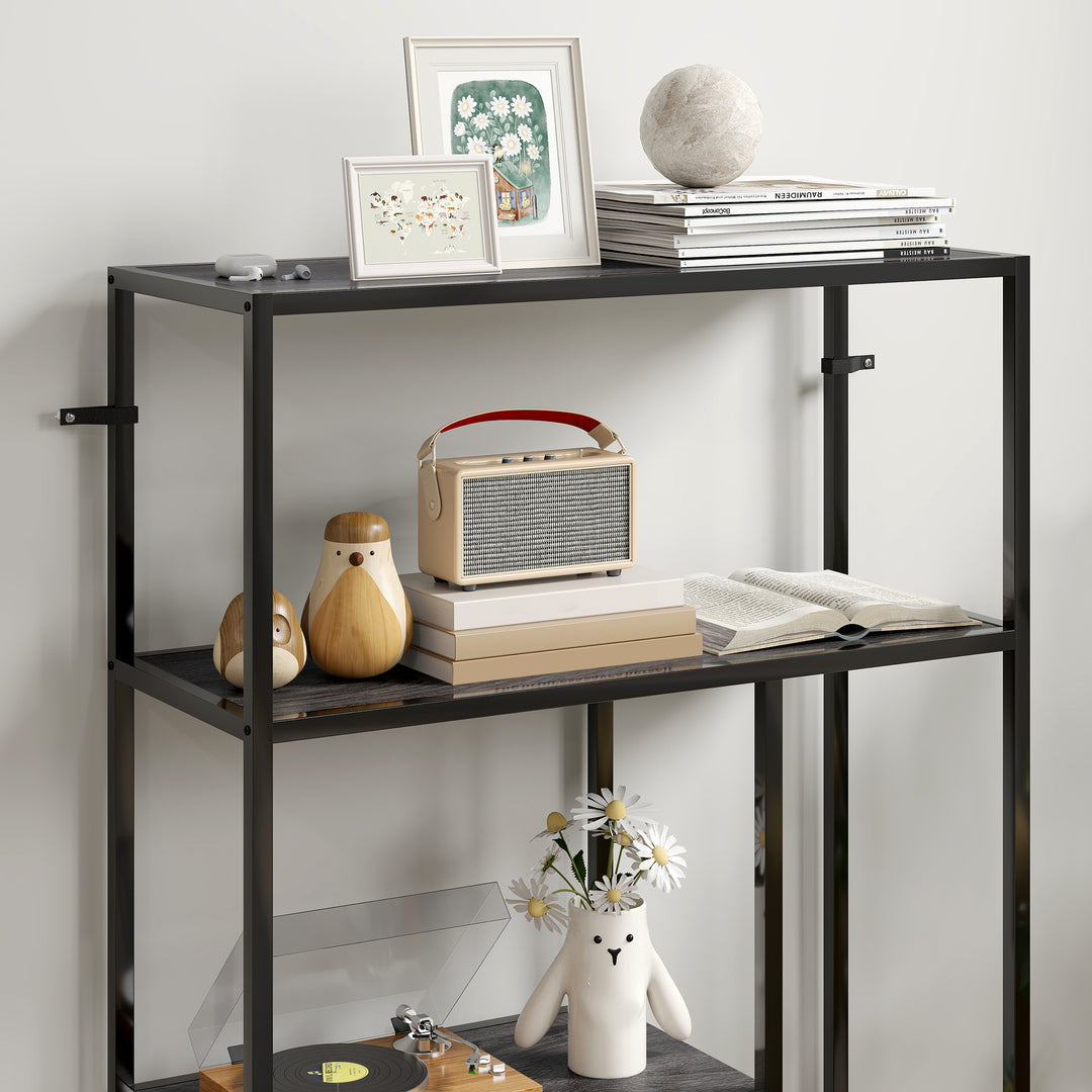 4-Tier Bookshelf with Open Shelves - Charcoal Grey