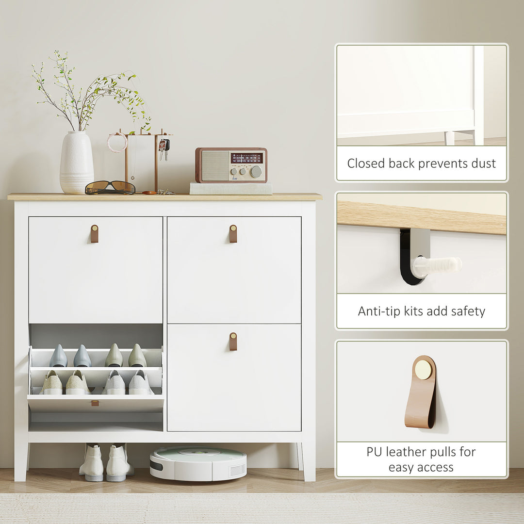 Modern Four-Drawer Shoe Cabinet - White