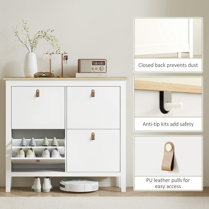 Modern Four-Drawer Shoe Cabinet - White