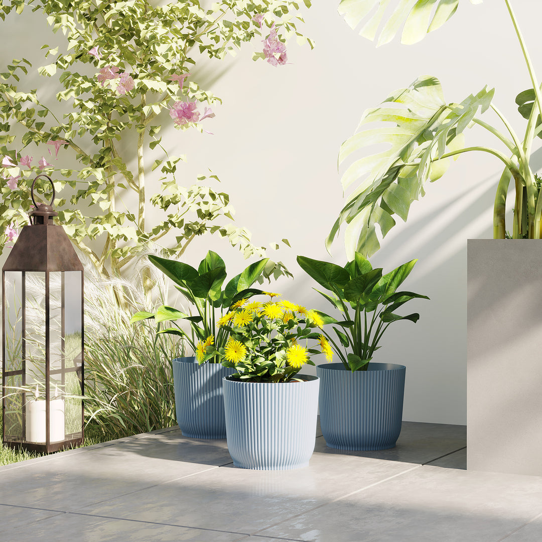 Set of Three Ф22cm Planters - Blue