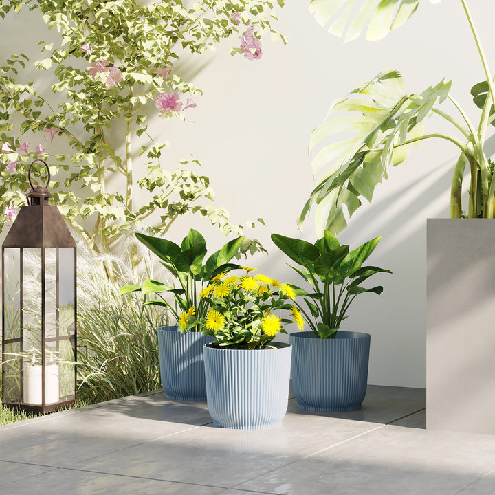 Set of Three Ф22cm Planters - Blue