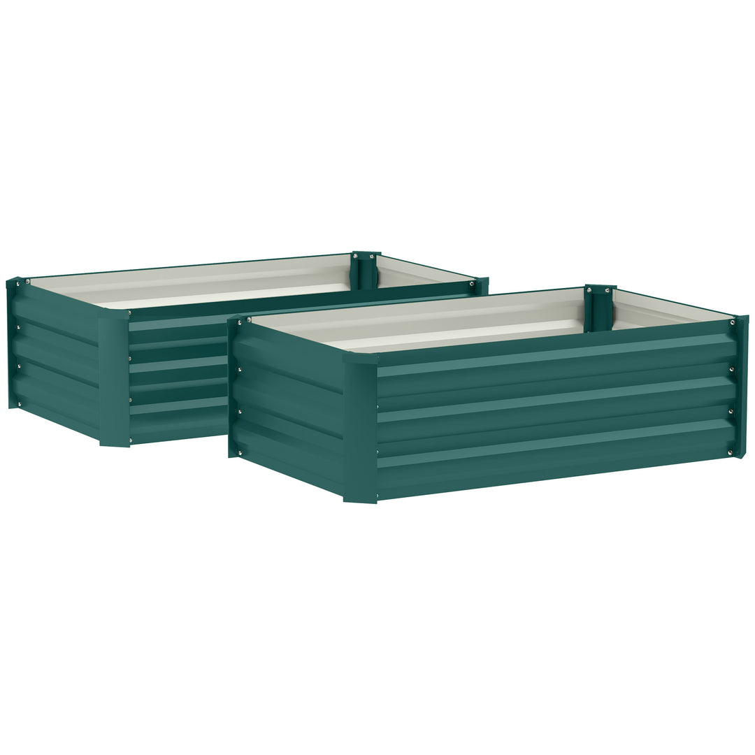 Set of Two 100 x 60cm Steel Planter Boxes -Green