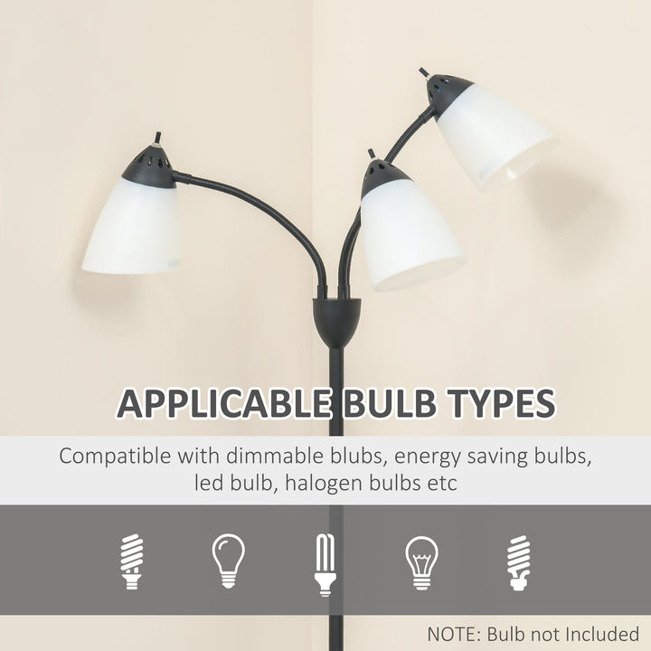 Arc Tree Floor Lamp with 3 Adjustable Rotating Lights, Industrial Standing Lamp with Steel Frame for Bedroom Living Room, 155cm, Black