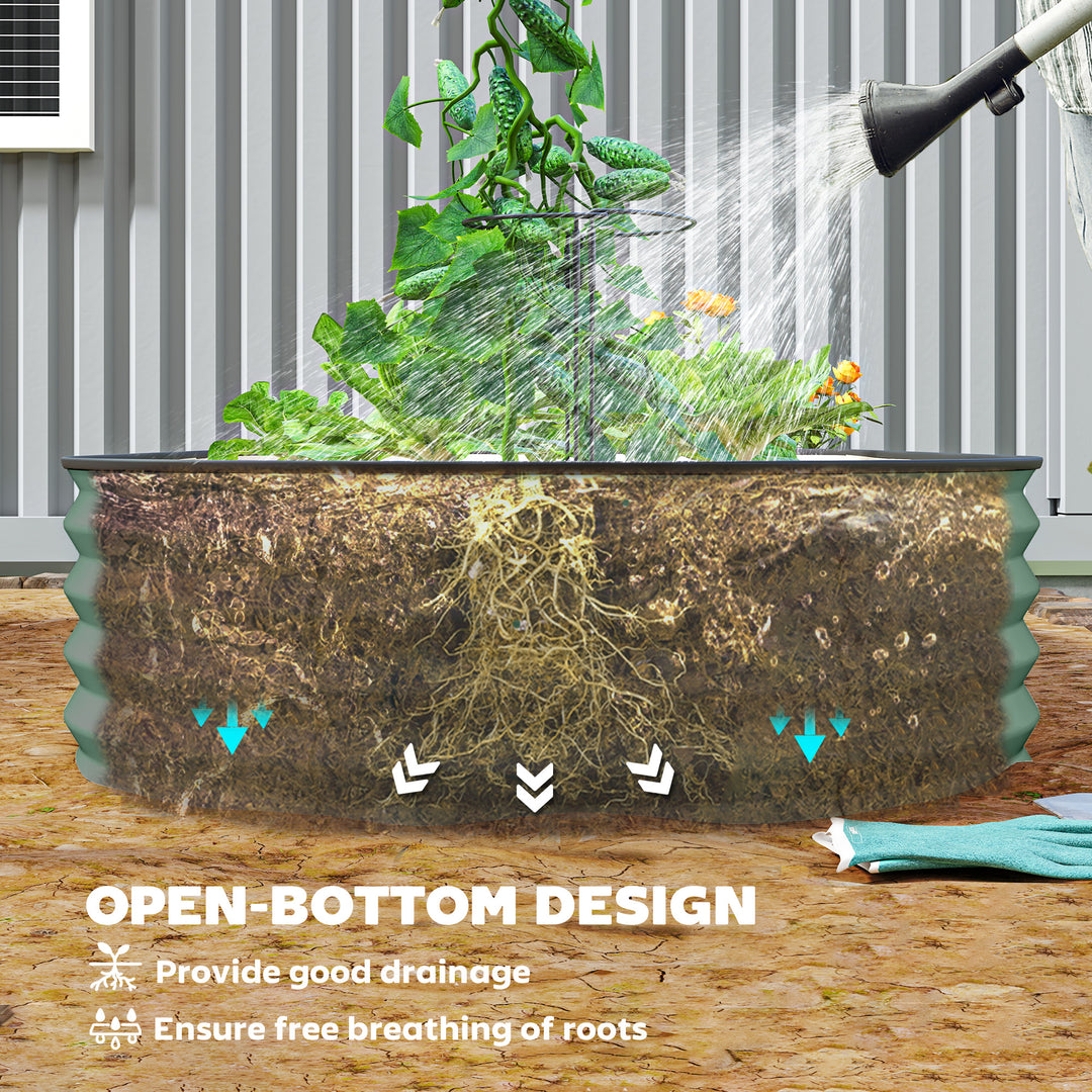 Set of Two 181 x 93cm Steel Planters - Green