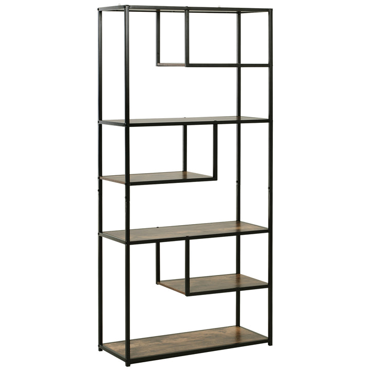 6 Tier Bookcase, Industrial Tall Shelf Unit with Steel Frame for Home Office, Study, Living Room, Hallway, 82 x 33.5 x 175 cm, Rustic Brown and Black