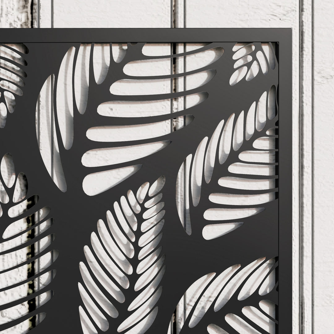 Outdoor Metal Planter, with Back Trellis - Black