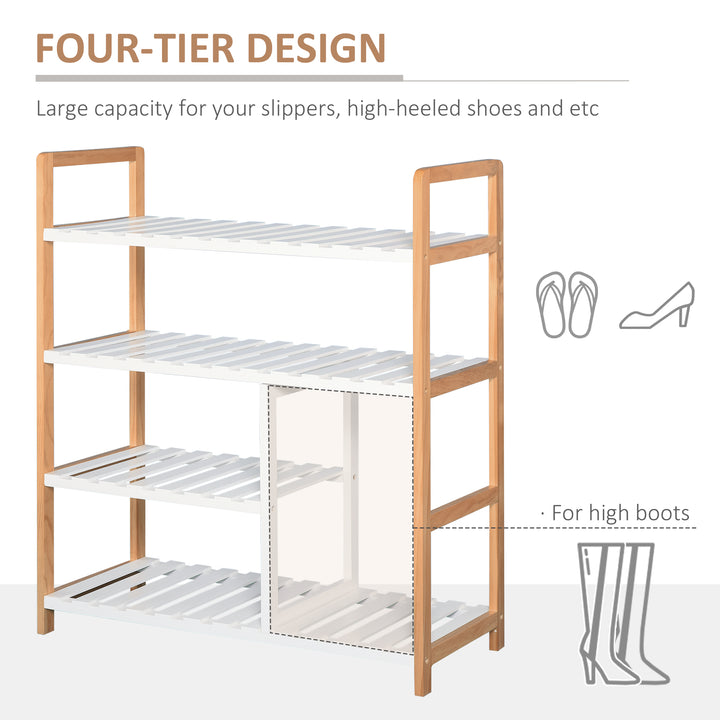 4 Tier Shoe Racks Storage Stand Shelf Organizer Wood Frame 78 x 68 x 26 cm Hallway Furniture