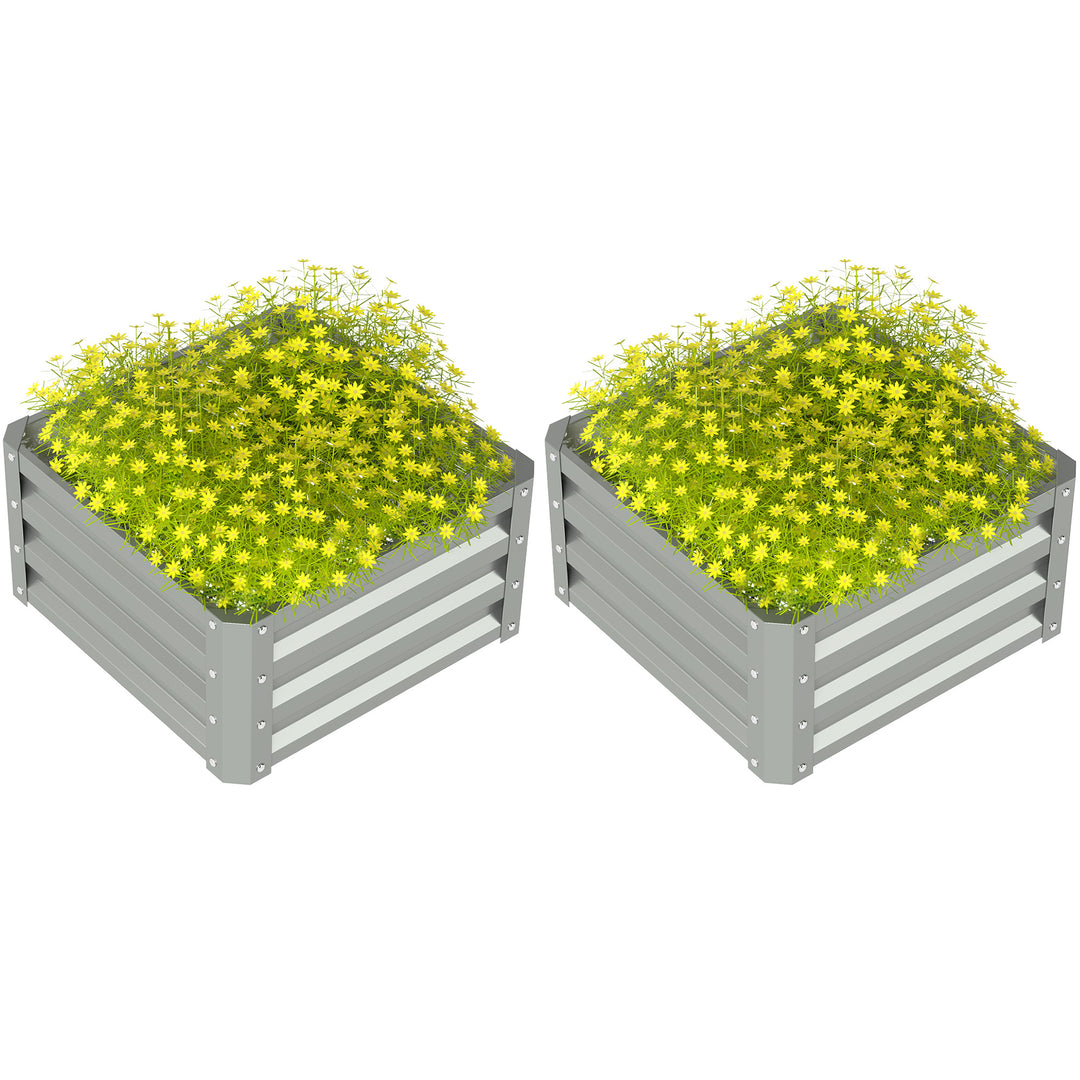 Set of Two 60 x 60cm Steel Planter Boxes - Light Grey