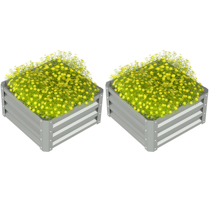 Set of Two 60 x 60cm Steel Planter Boxes - Light Grey