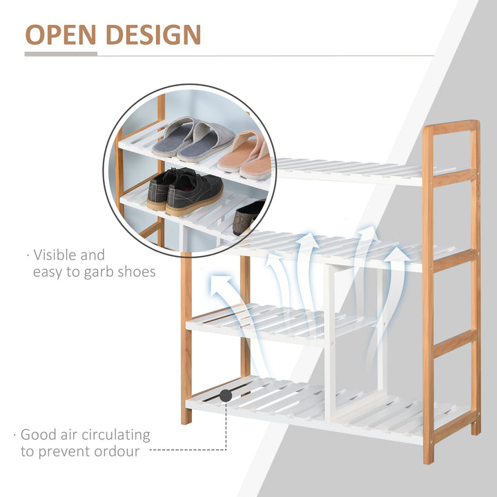 4 Tier Shoe Racks Storage Stand Shelf Organizer Wood Frame 78 x 68 x 26 cm Hallway Furniture